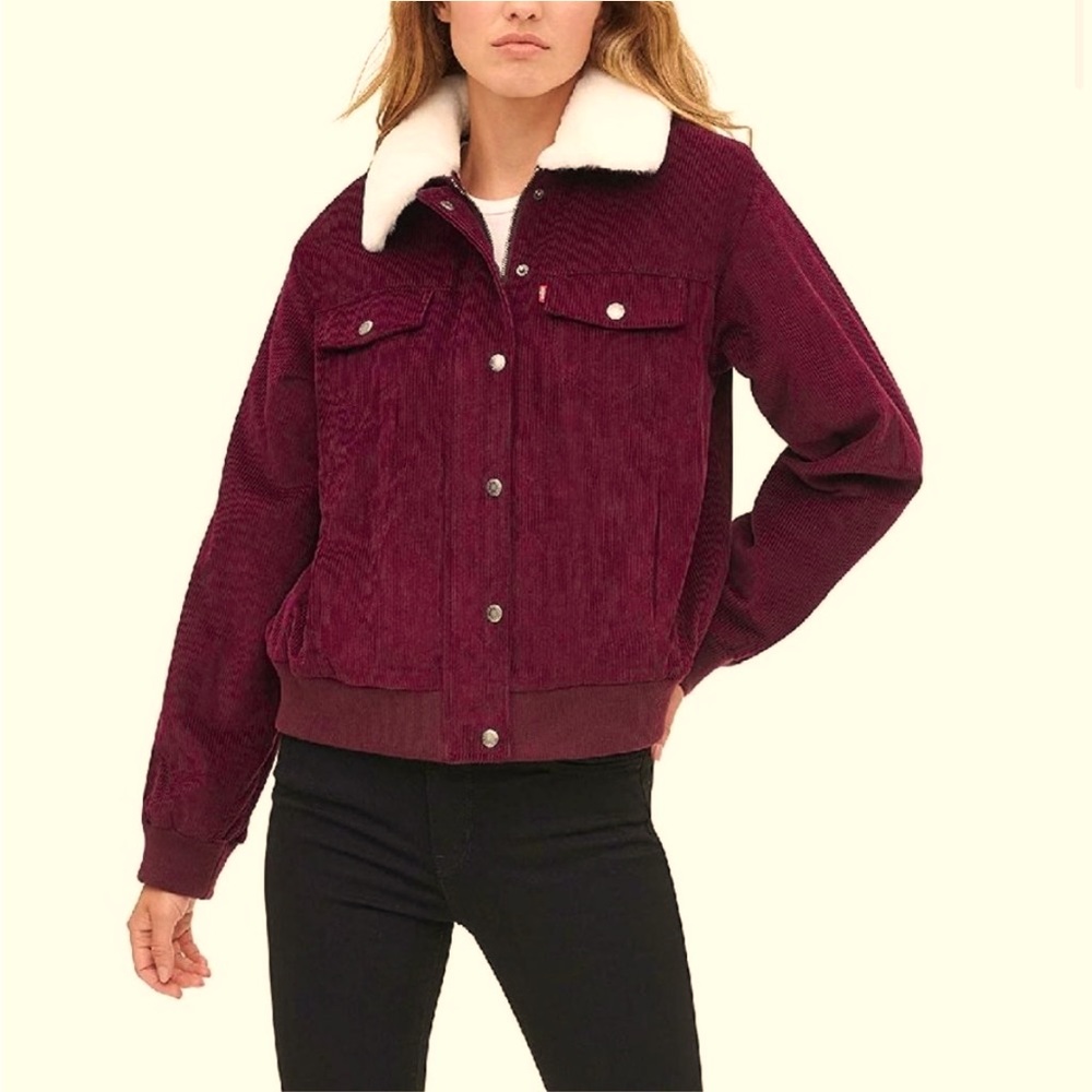 Levi cropped corduroy jacket pockets warm xs